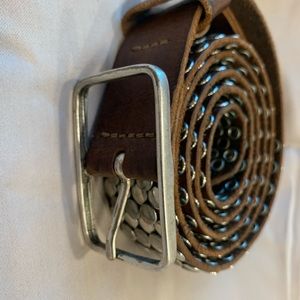 Leather studded belt - size small